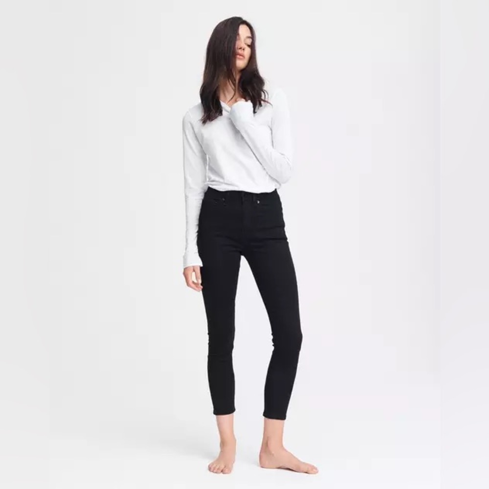 Rag & Bone Nina High-Rise Skinny - No Fade Black Slim Fit Ankle Black Jean